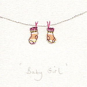 girl baby booties handmade card