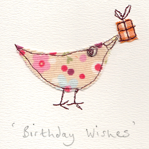 bird carrying present handmade card