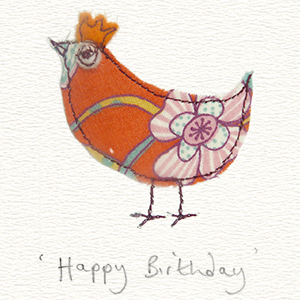 patterned fabric hen handmade card