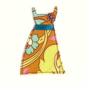 70s fabric dress handmade card