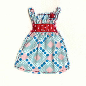 blue gathered dress handmade card