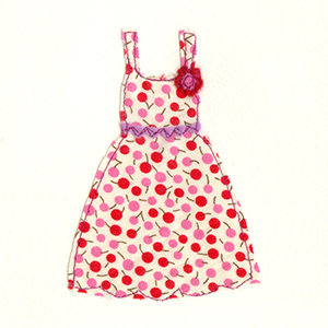 red spotty dress handmade card