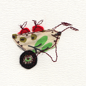 patterned fabric wheelbarrow handmade card