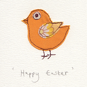 fabric stitched orange chick handmade card