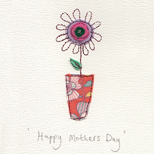 mothers day flower in flowery fabric vase handmade card