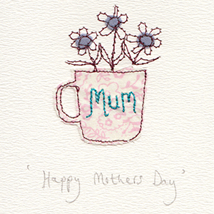 mothers day flowers in cup handmade card