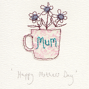 mothers day flowers in cup handmade card