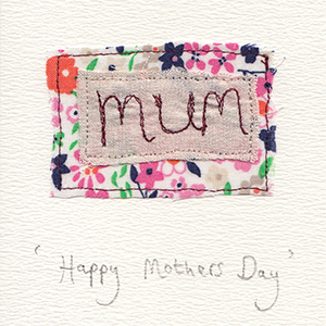 mothers day mum embroidered letters flower fabric handmade card
