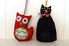 handmade felt owl and pussycat decoration