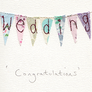 wedding fabric bunting handmade card