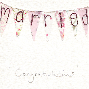 married fabric bunting handmade card